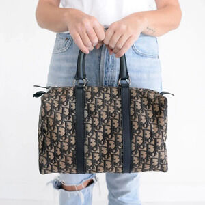 Christian Dior Trotter Navy Diorissimo Boston Bag Purse  Handbag